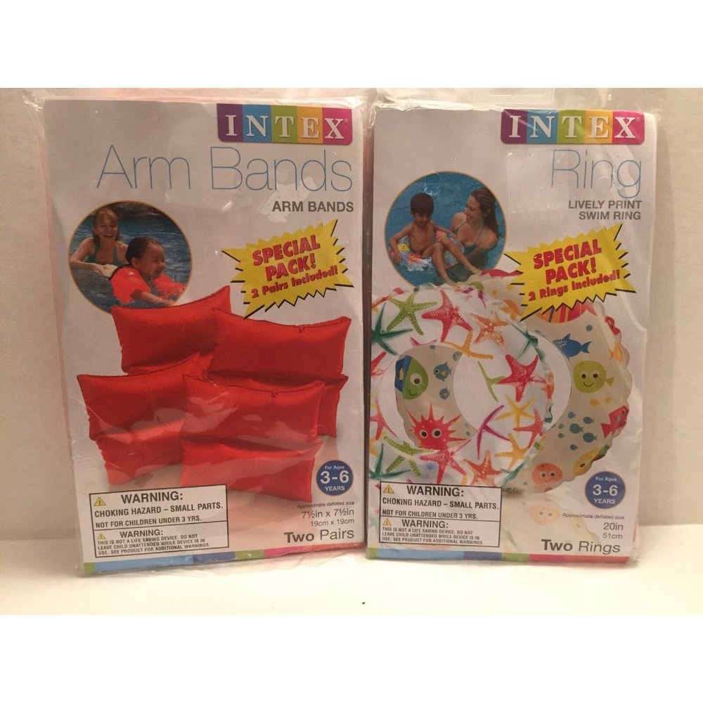 2 INTEX Swim Rings & Arm Bands Double Packs Kids Inflatable Tubes Floaties NEW